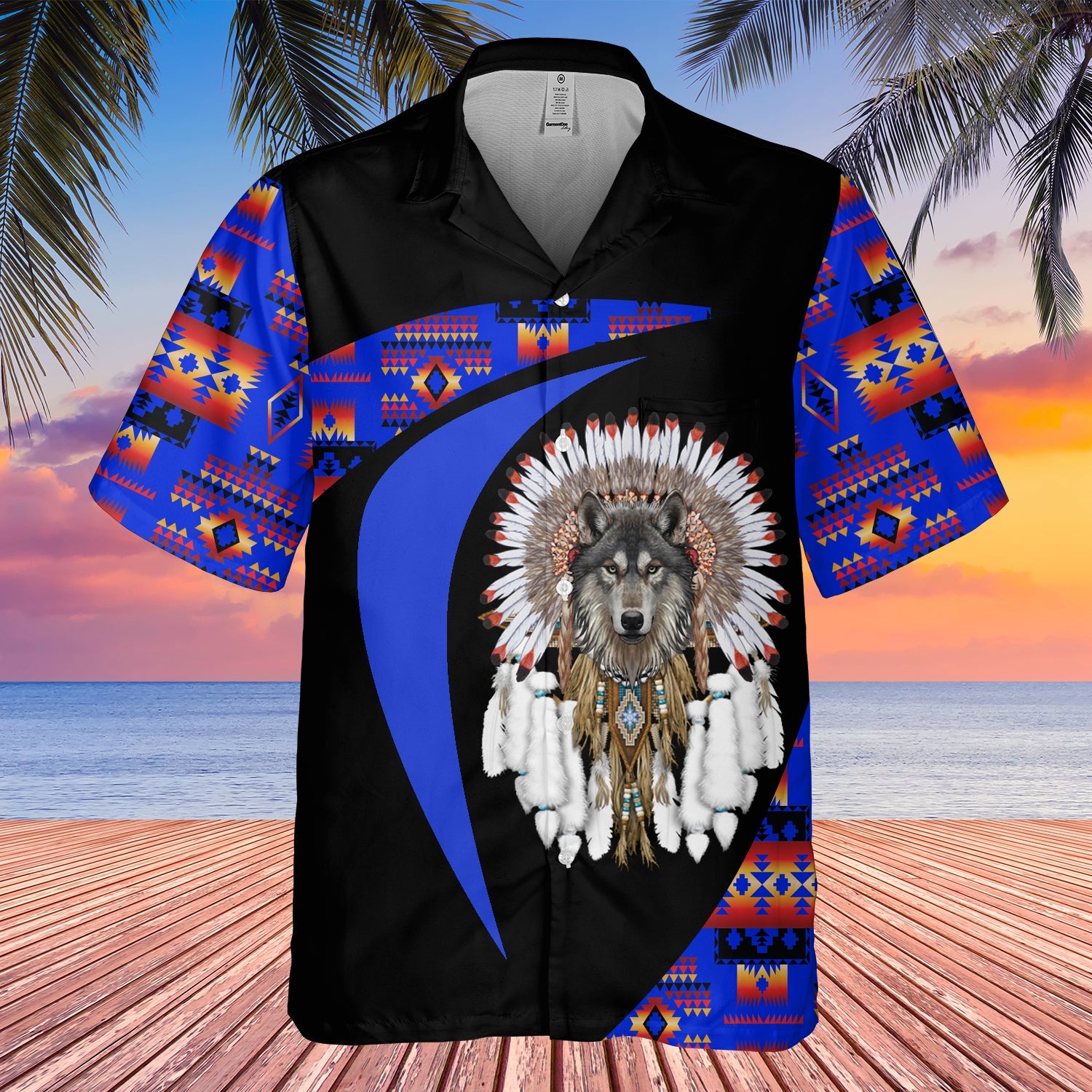 GB-HW0011486 Wolf Native American Hawaiian Shirt 3D