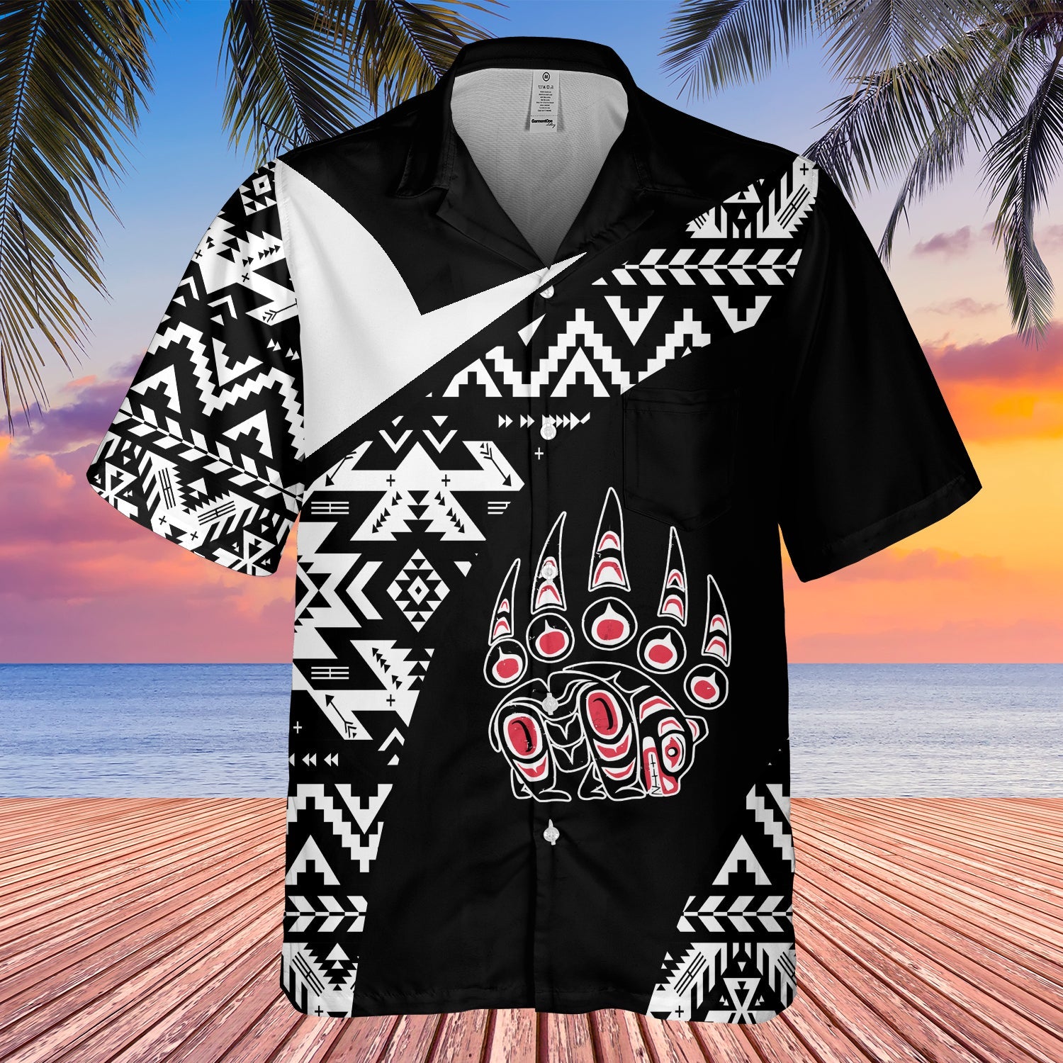 GB-HW0011503 Bear Symbol  Native American Hawaiian Shirt 3D