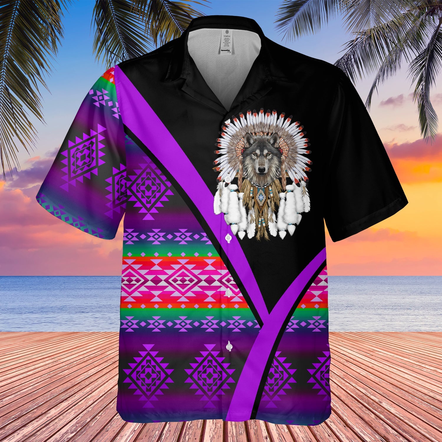 GB-HW0011543 Wolf  Native American Hawaiian Shirt 3D