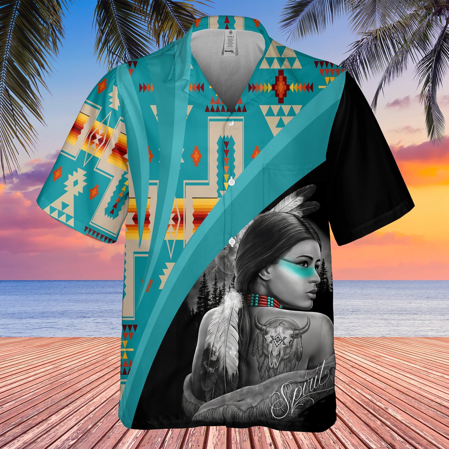 GB-HW0011570 Girl Native American Hawaiian Shirt 3D