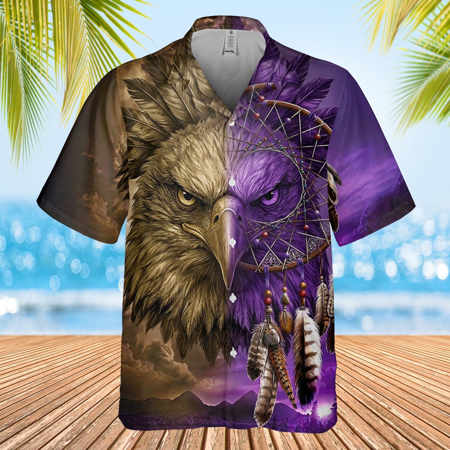 GB-NAT0005v4 Eagle Dreamcatcher Native American Hawaiian Shirt 3D