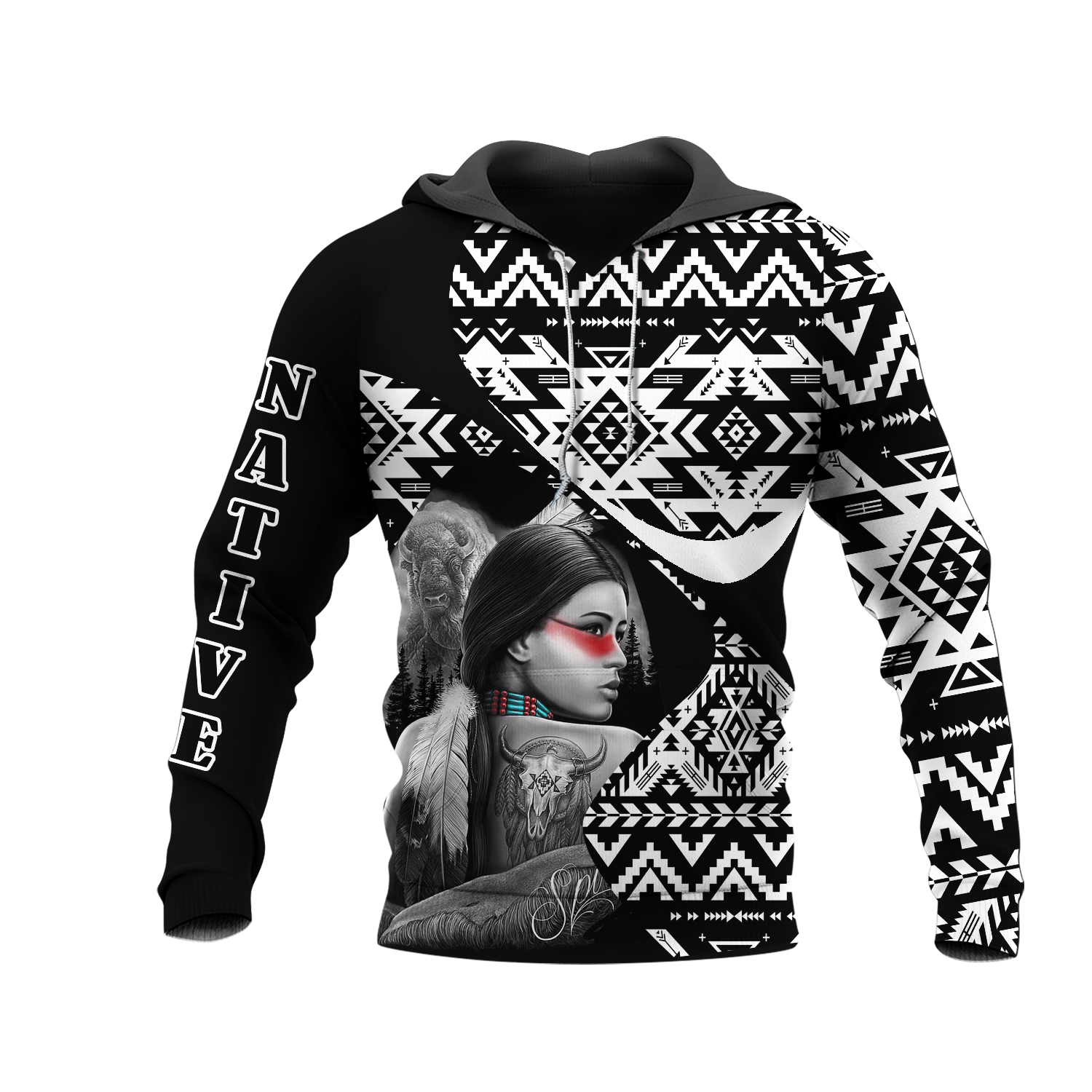 HD0012586 Pattern Native American  Pride 3D Hoodie