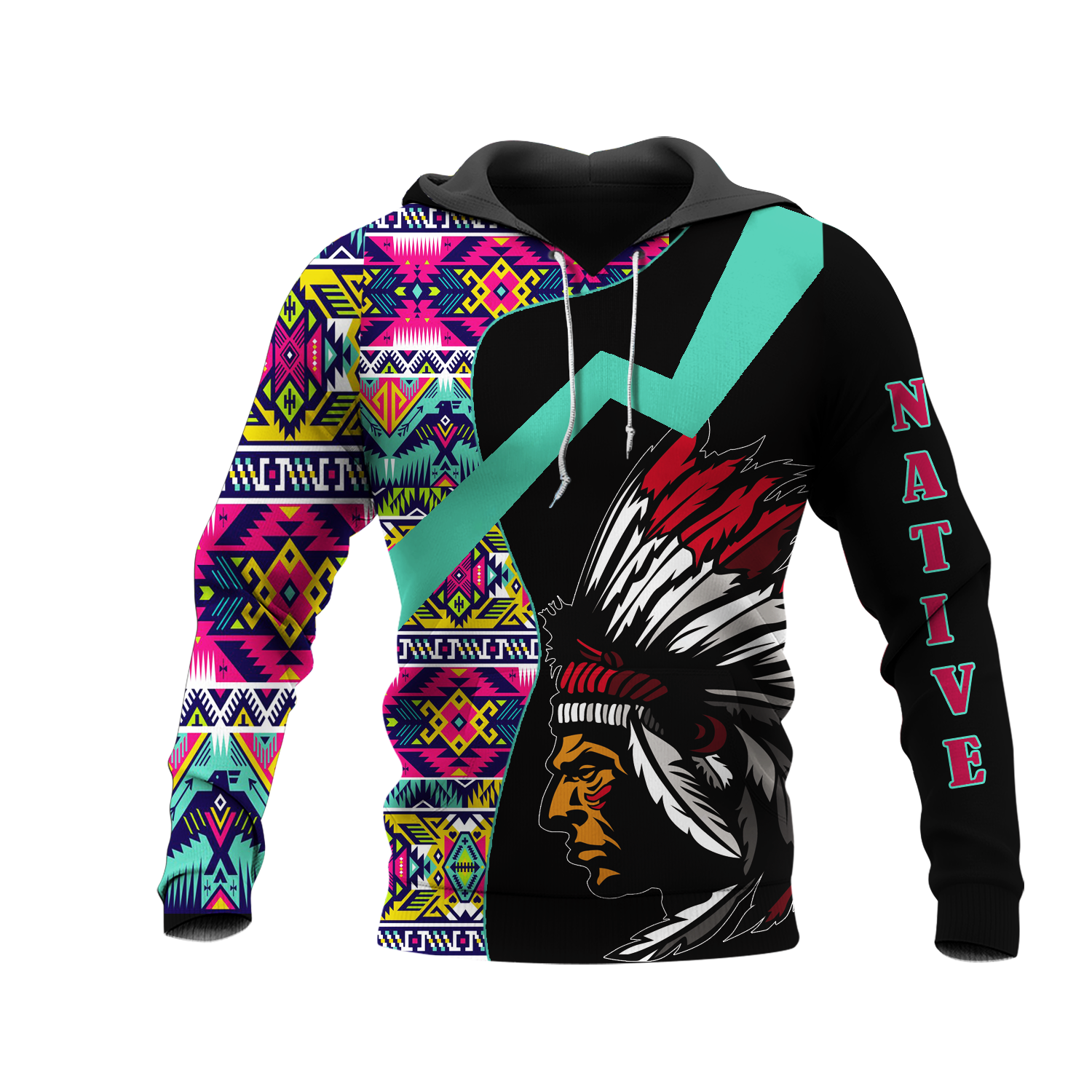 HD0012678 Chief Pattern Native American Pride 3D Hoodie