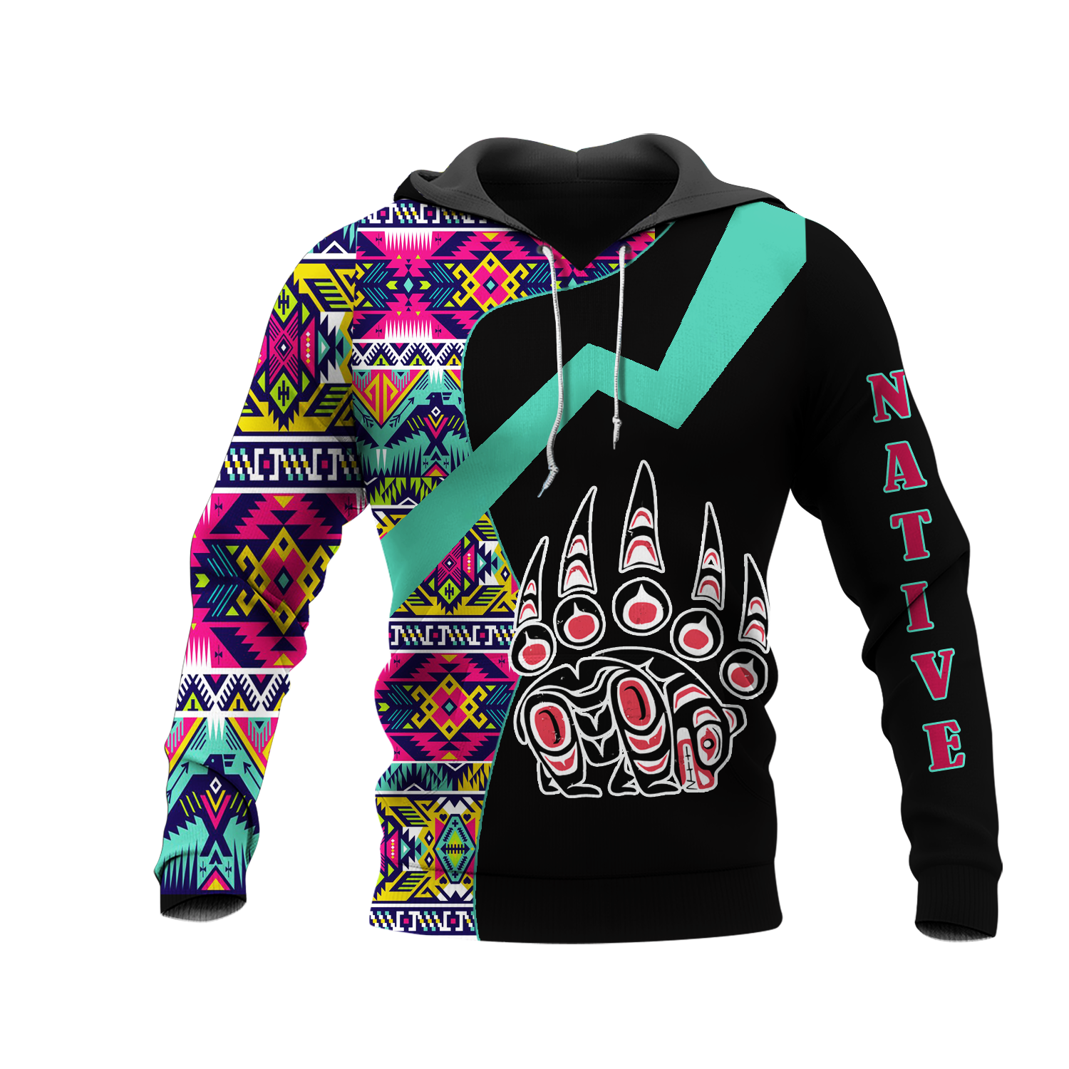 HD0012681 Tribal Bear  Pattern Native American Pride 3D Hoodie