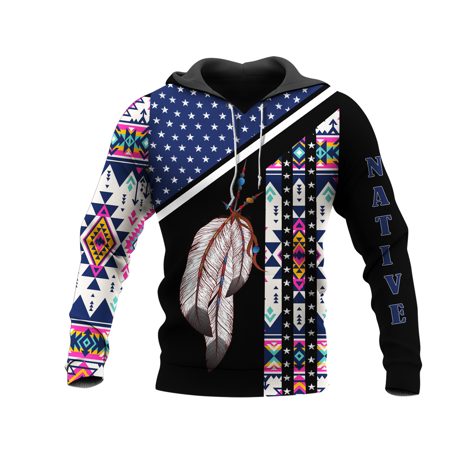HD0012697  Indian Feather Native American Pride 3D Hoodie