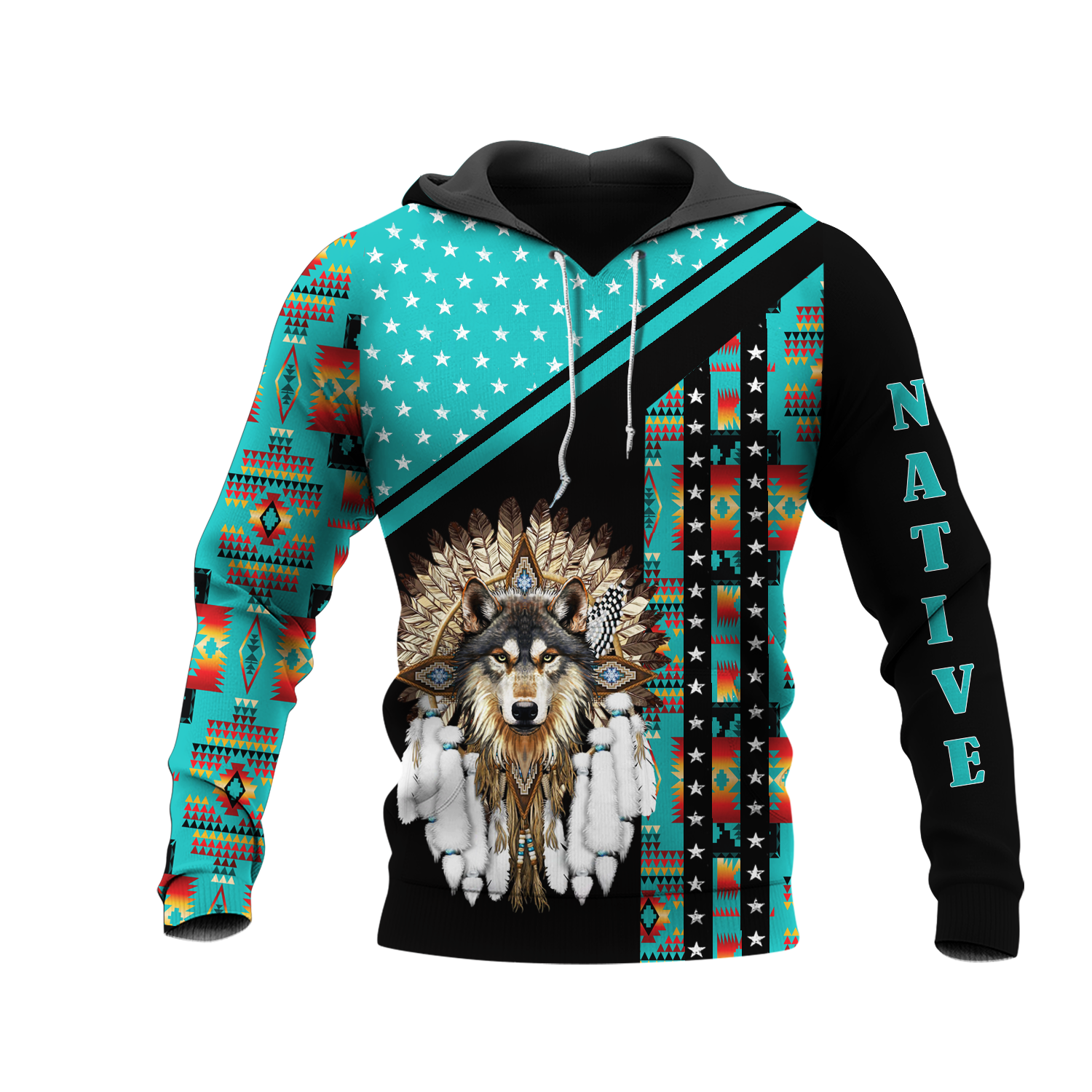 HD0012701 Wolf Native American Pride 3D Hoodie