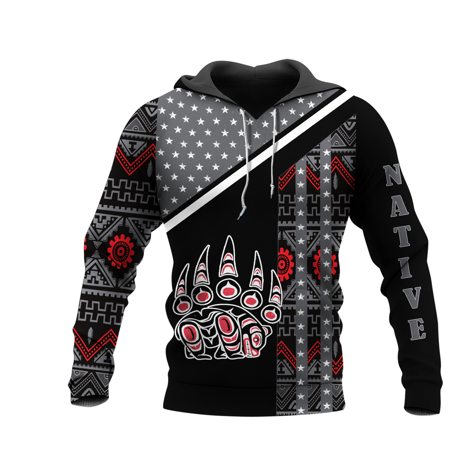 HD0012708 Symbol Bear Native American Pride 3D Hoodie