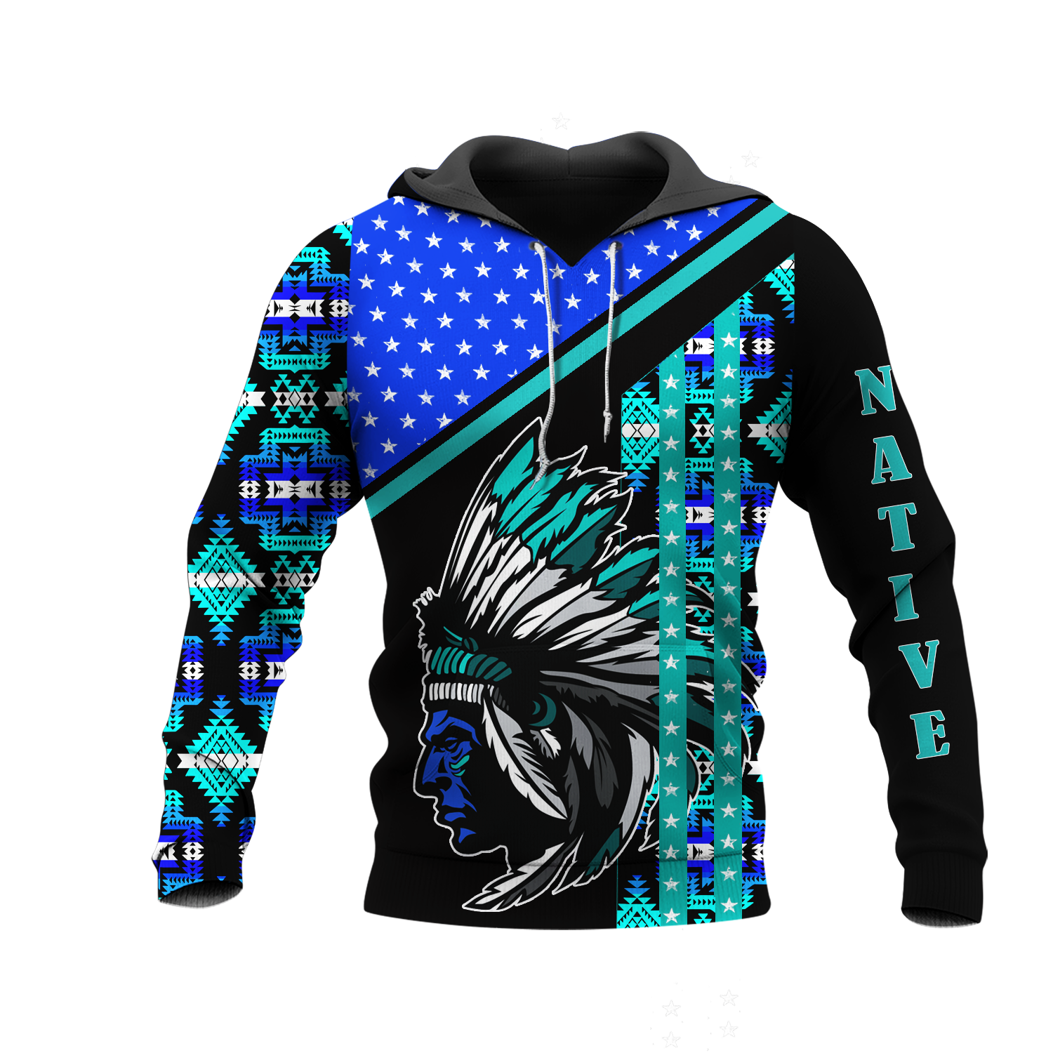 HD0012715 Chief Pattern Native American Pride 3D Hoodie
