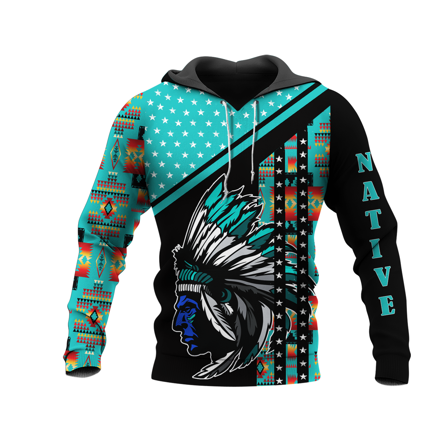 HD0012716 Chief Pattern Native American Pride 3D Hoodie