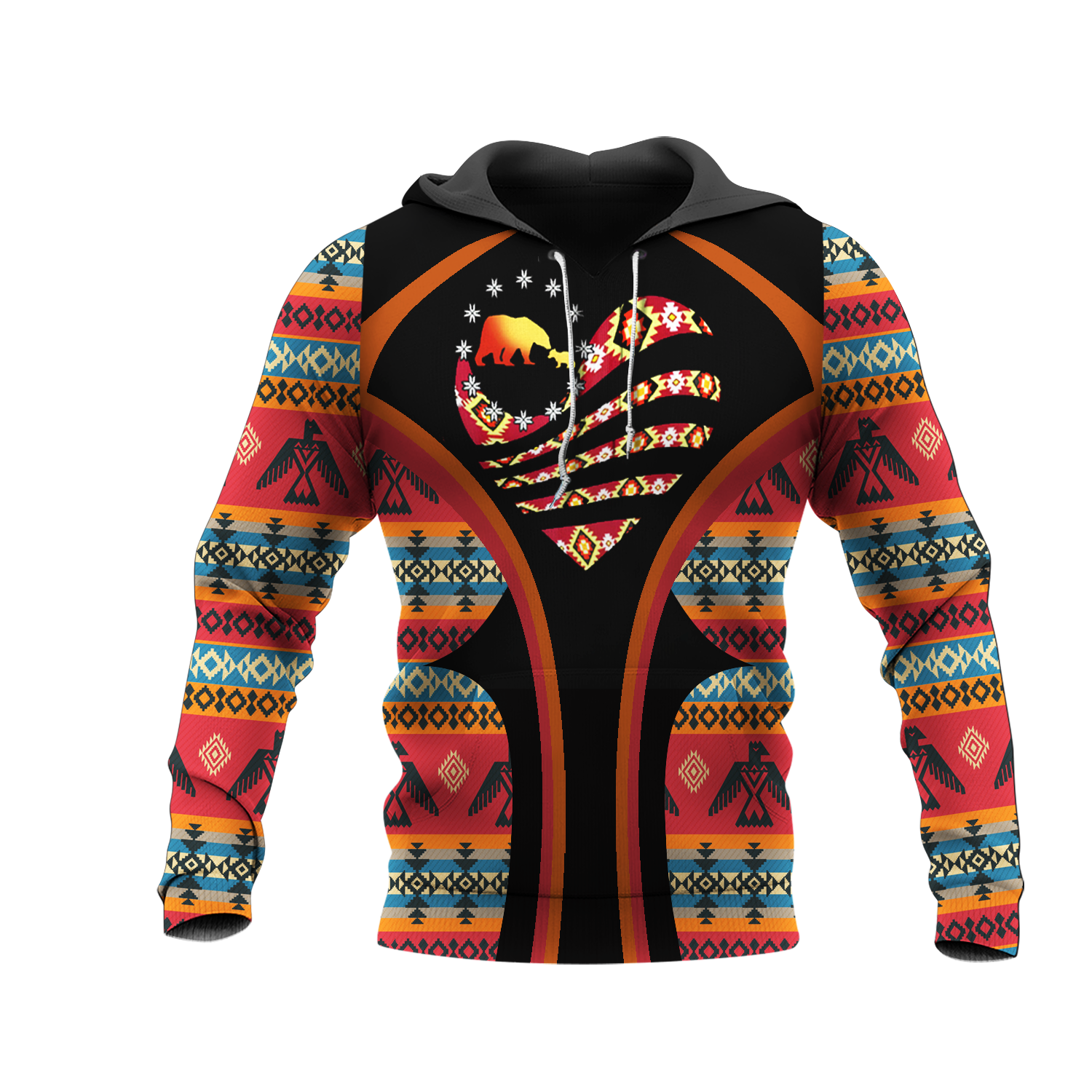 HD0012802 Bear Symbol Native American Pride 3D Hoodie