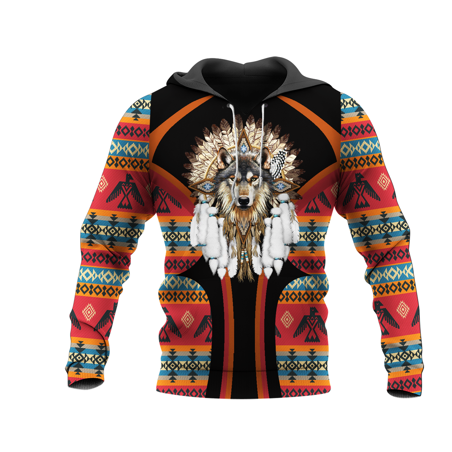 HD0012814 Wolf Native American Pride 3D Hoodie