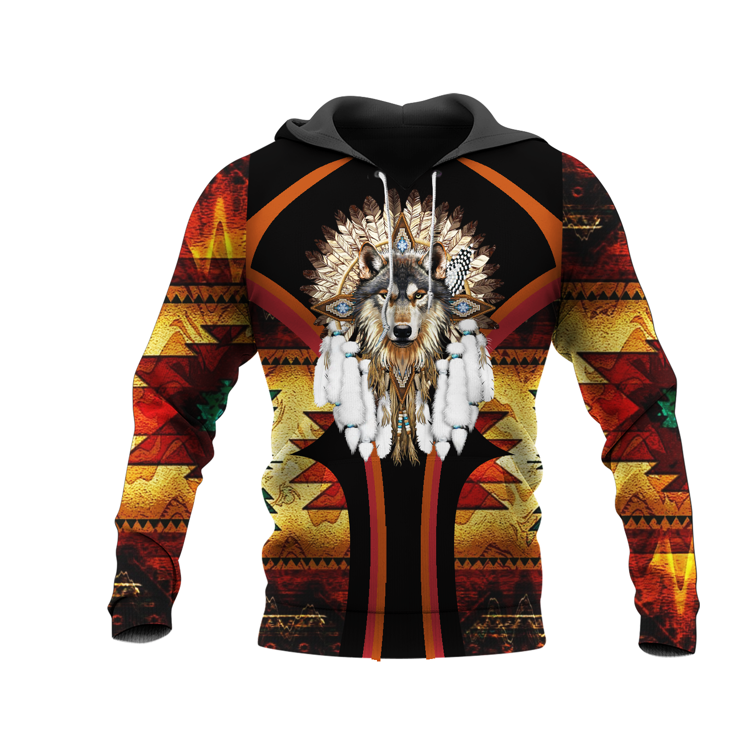 HD0012815 Wolf Native American Pride 3D Hoodie