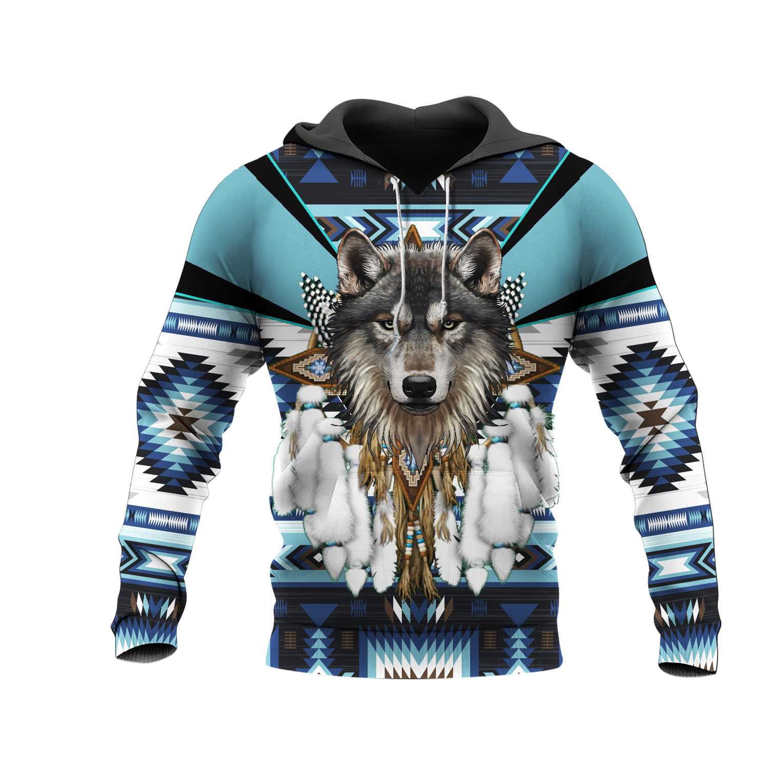 HD0012848 Wolf Native American Pride 3D Hoodie