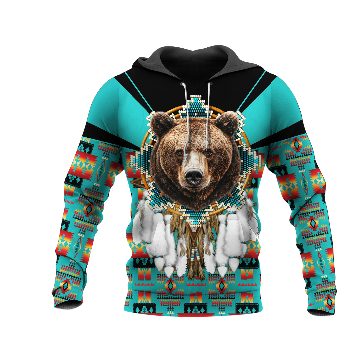 HD0012852 Bear Native American Pride 3D Hoodie