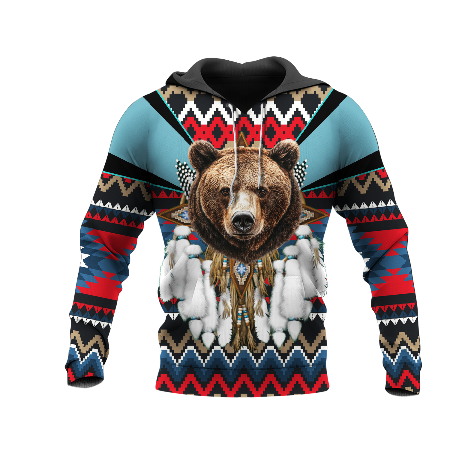 HD0012855 Bear Native American Pride 3D Hoodie