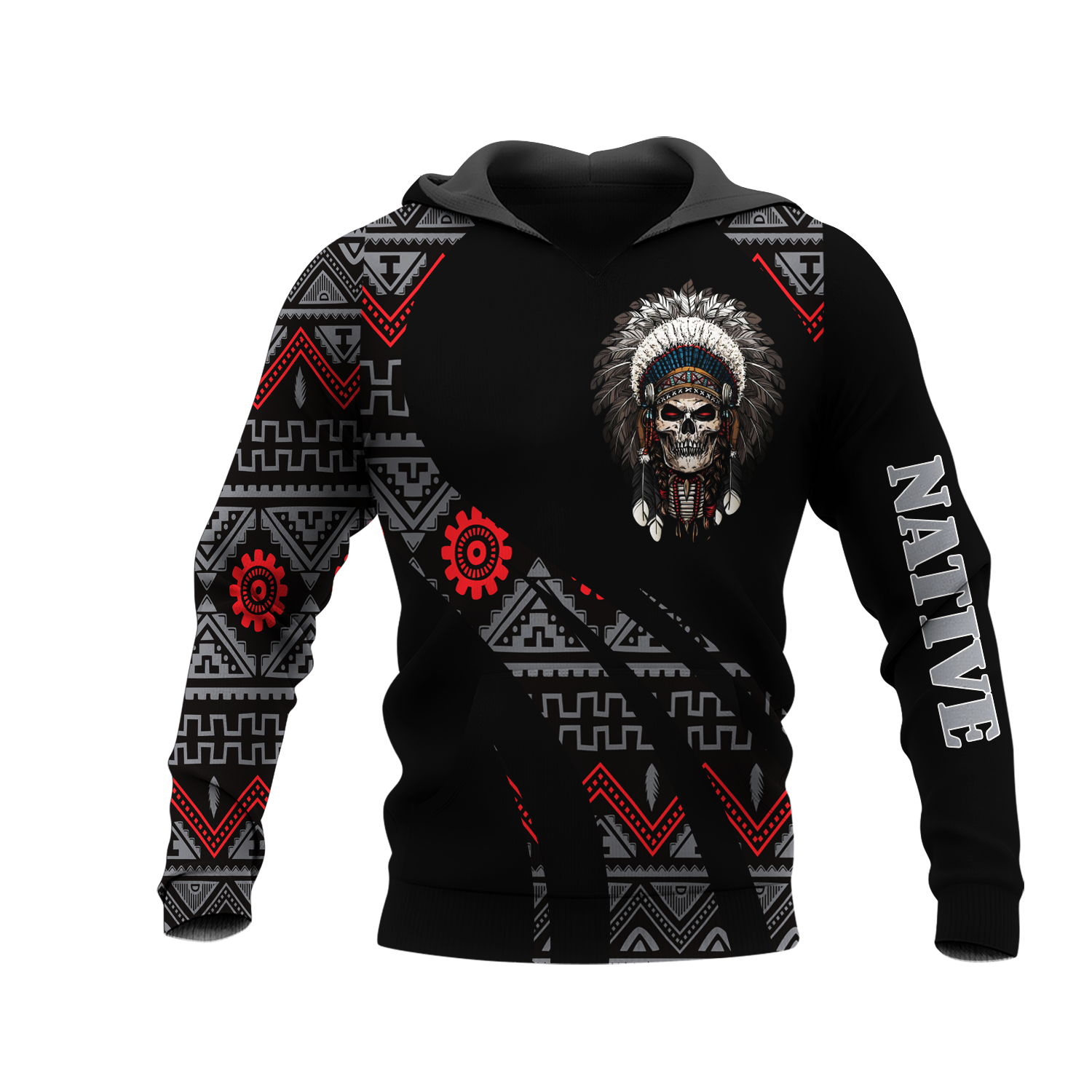 HD0012980 Skull Native American Pride 3D Hoodie