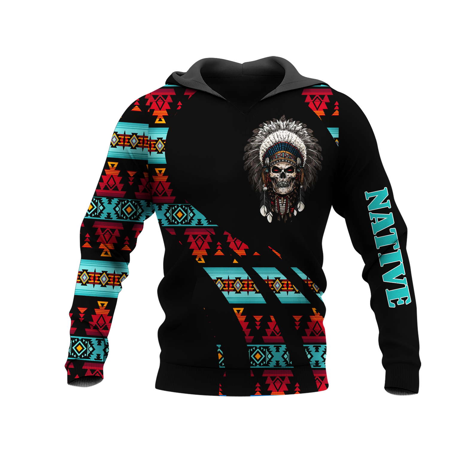 HD0012981 Skull Native American Pride 3D Hoodie