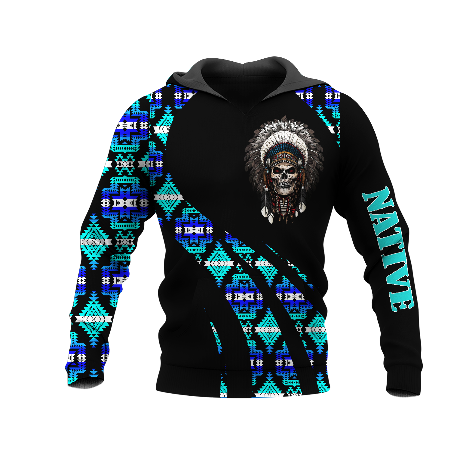 HD0012982 Skull Native American Pride 3D Hoodie