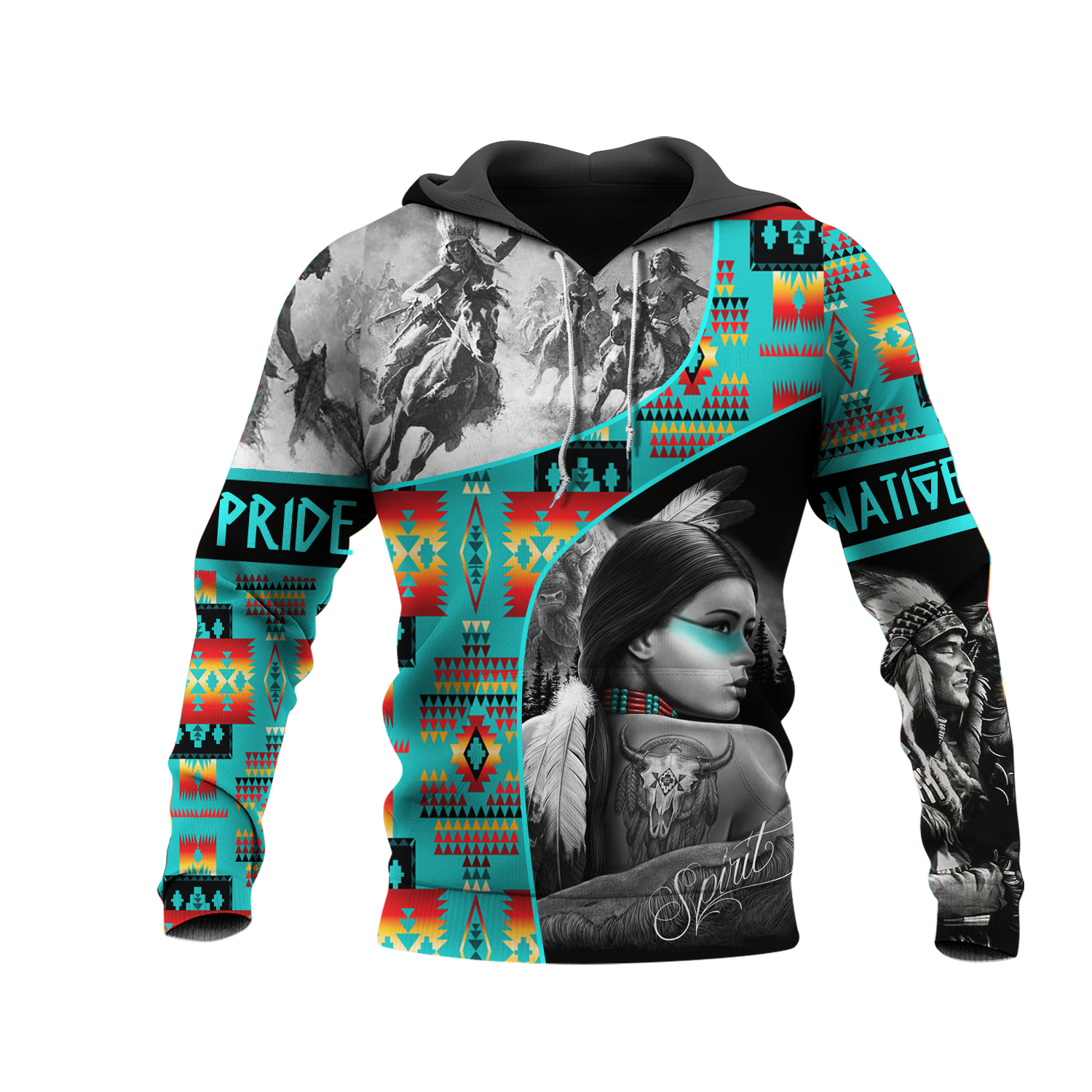 HD0013030  Girl & Chief Native American Pride 3D Hoodie