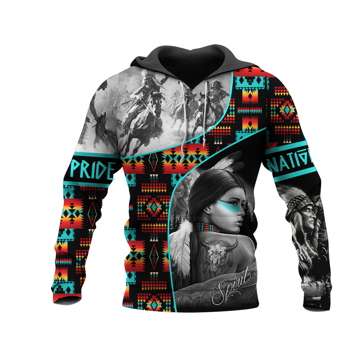 HD0013031  Girl & Chief Native American Pride 3D Hoodie