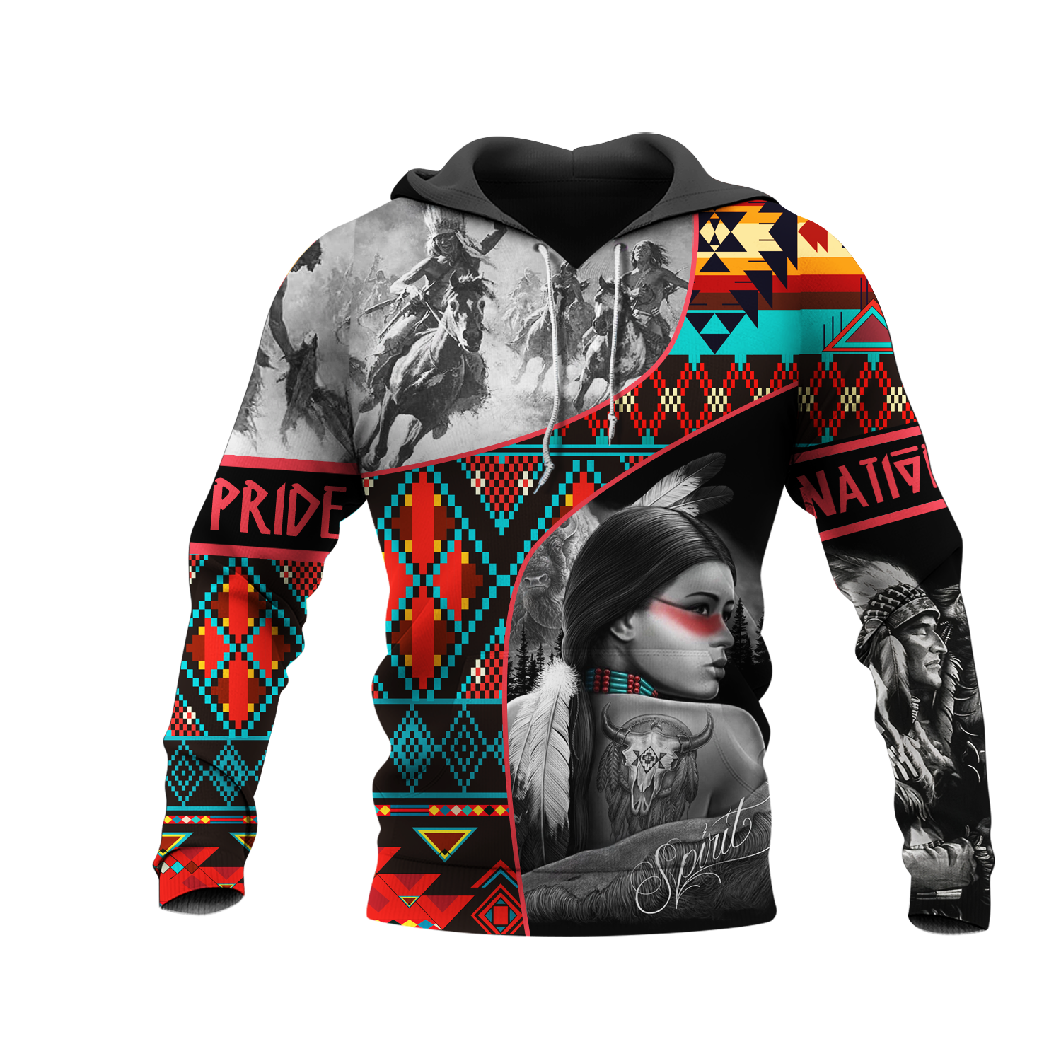 HD0013033  Girl & Chief Native American Pride 3D Hoodie