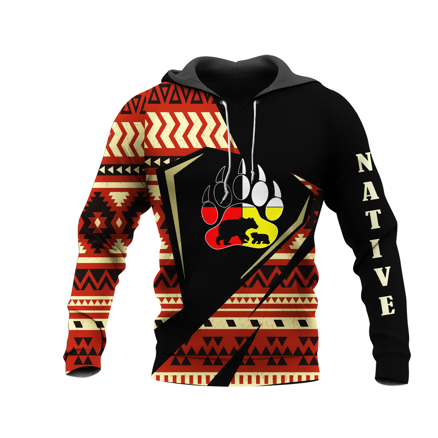 HD0013086 Bear Native American Pride 3D Hoodie
