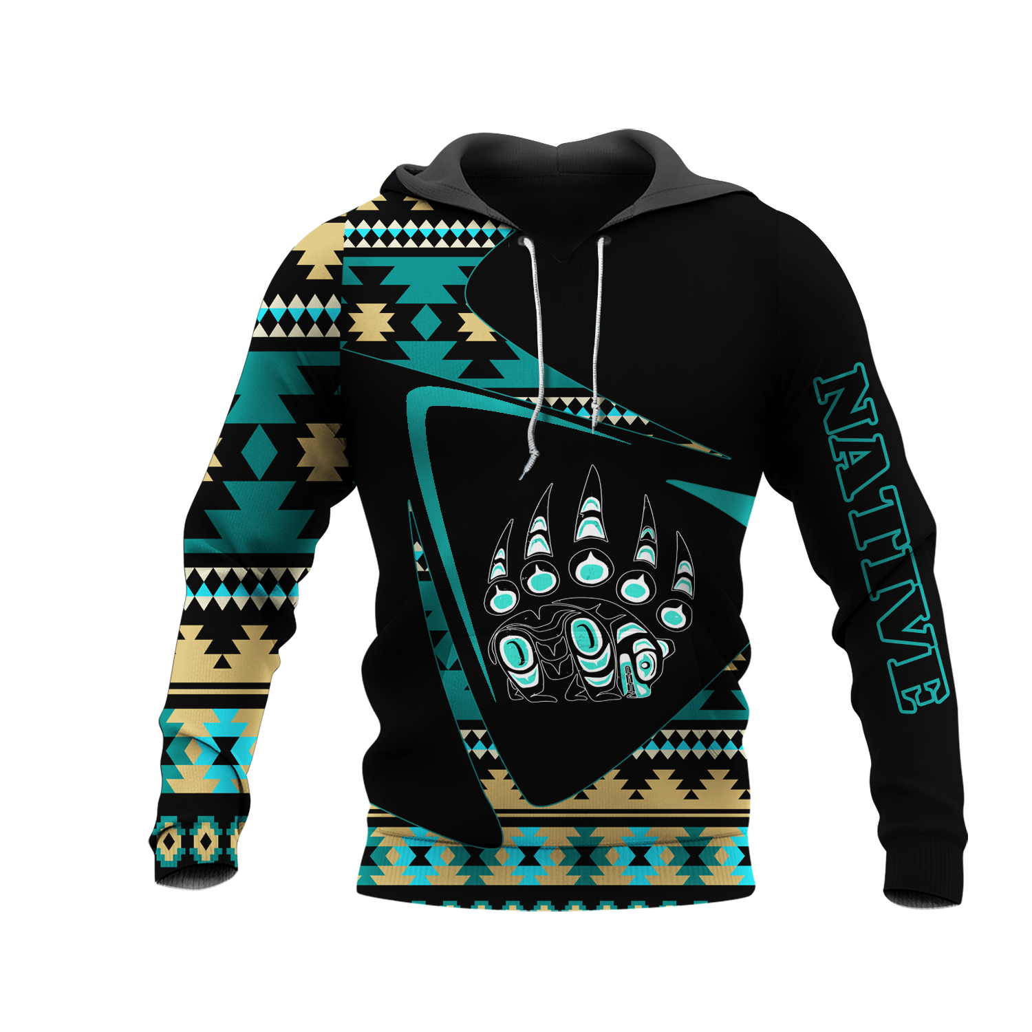 HD0013135 Bear Pattern Native American Pride 3D Hoodie
