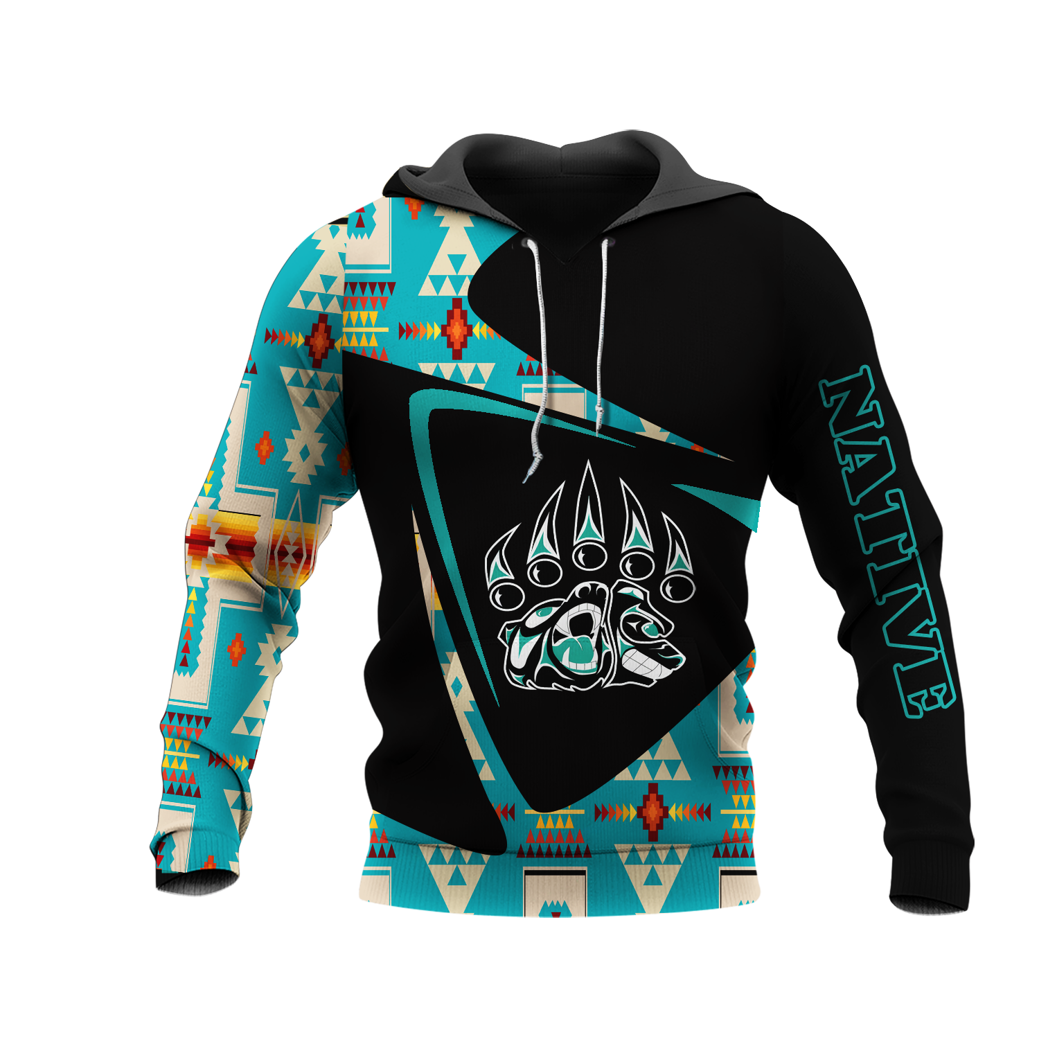 HD0013137 Bear Pattern Native American Pride 3D Hoodie