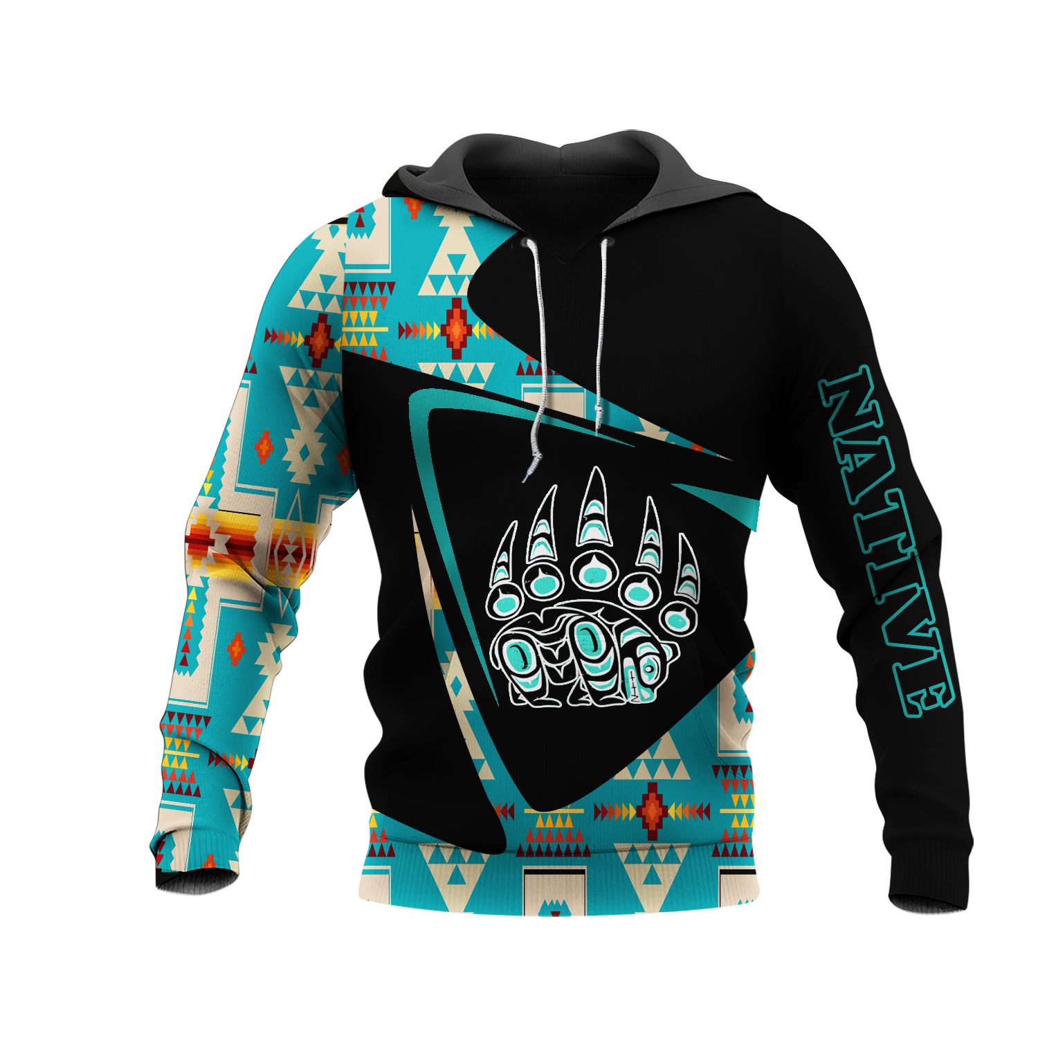 HD0013138 Bear Pattern Native American Pride 3D Hoodie