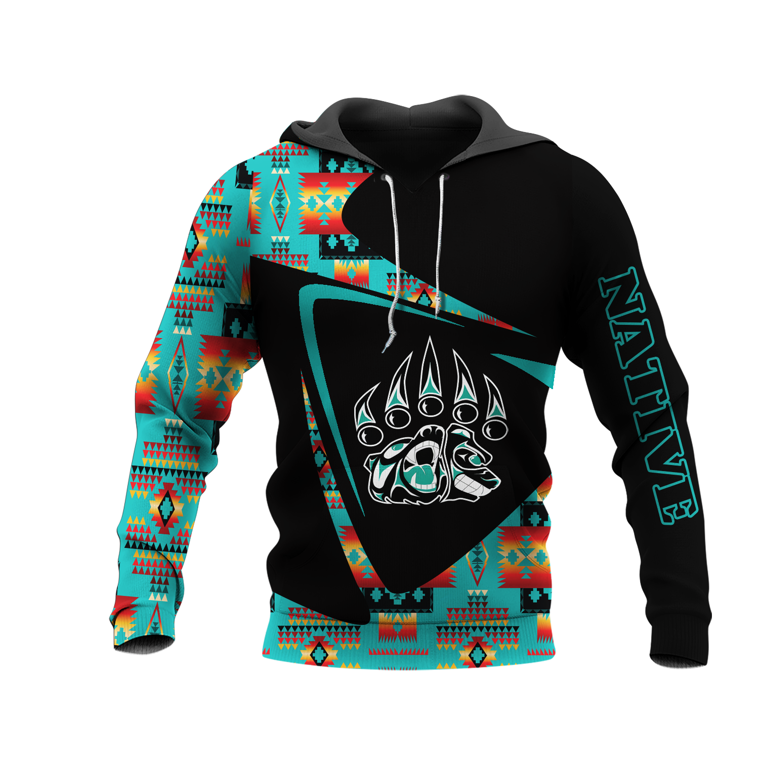 HD0013139 Bear Pattern Native American Pride 3D Hoodie