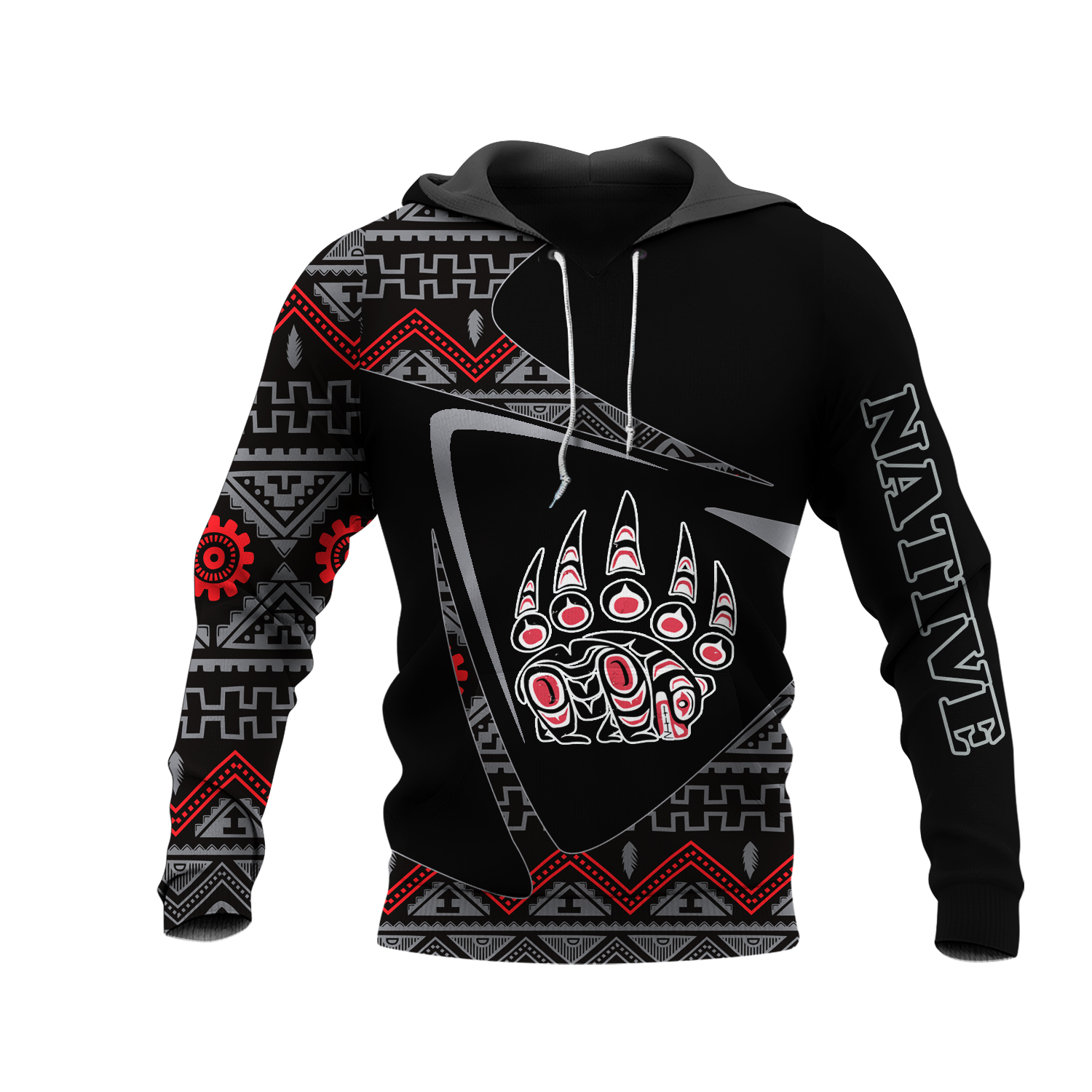 HD0013142 Bear Pattern Native American Pride 3D Hoodie