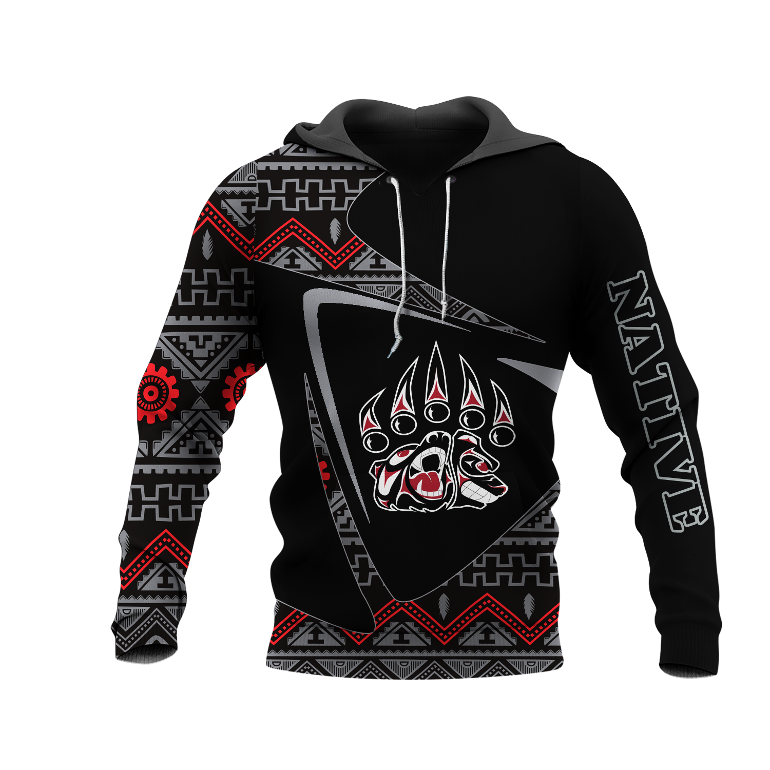 HD0013143 Bear Pattern Native American Pride 3D Hoodie