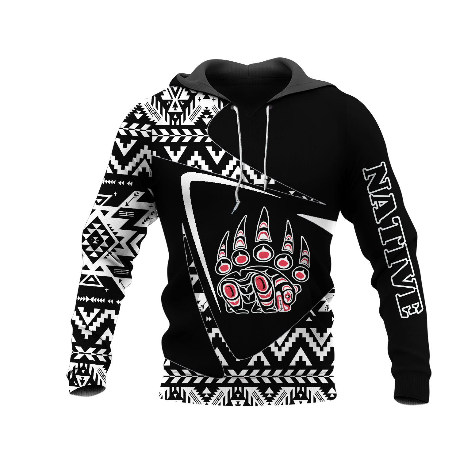 HD0013145 Bear Pattern Native American Pride 3D Hoodie