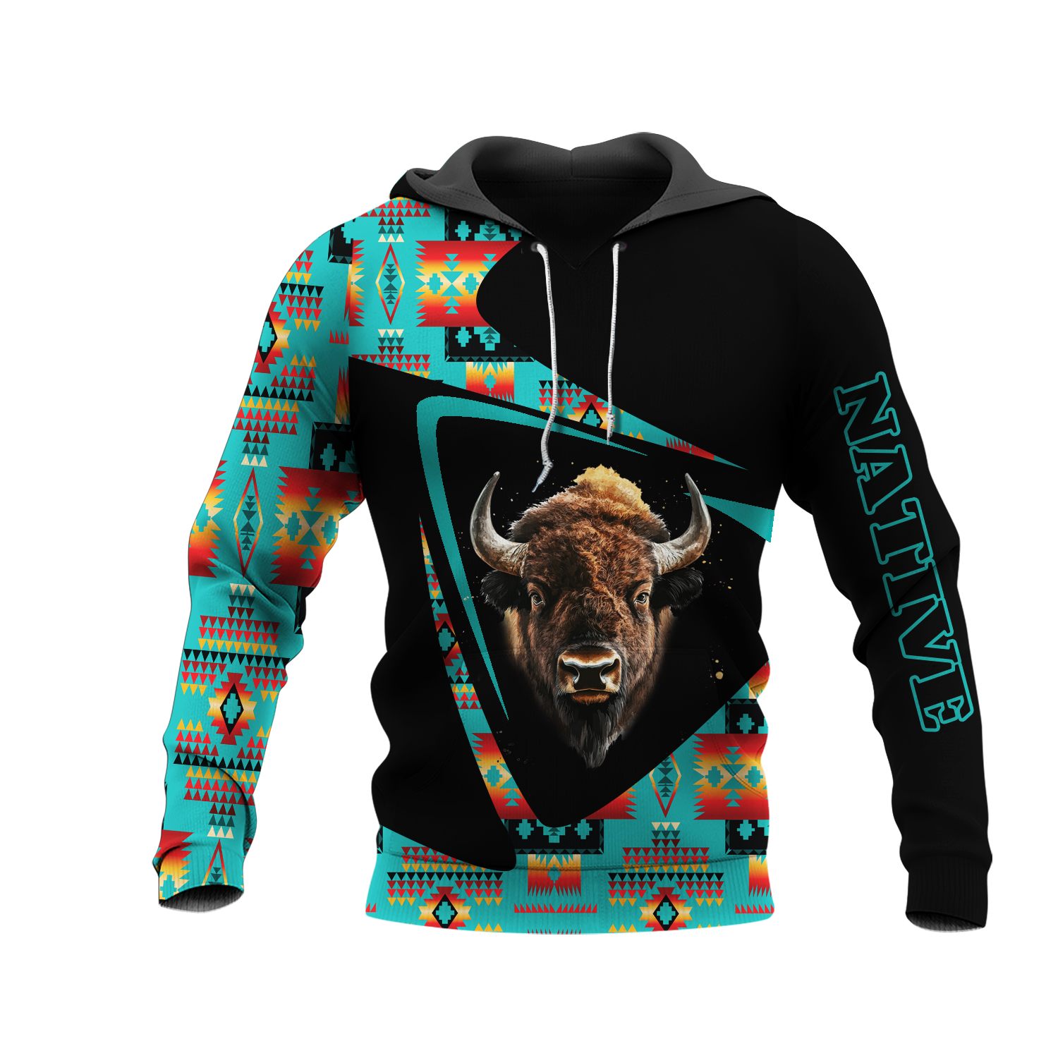 HD0013147 Bison Pattern Native American Pride 3D Hoodie