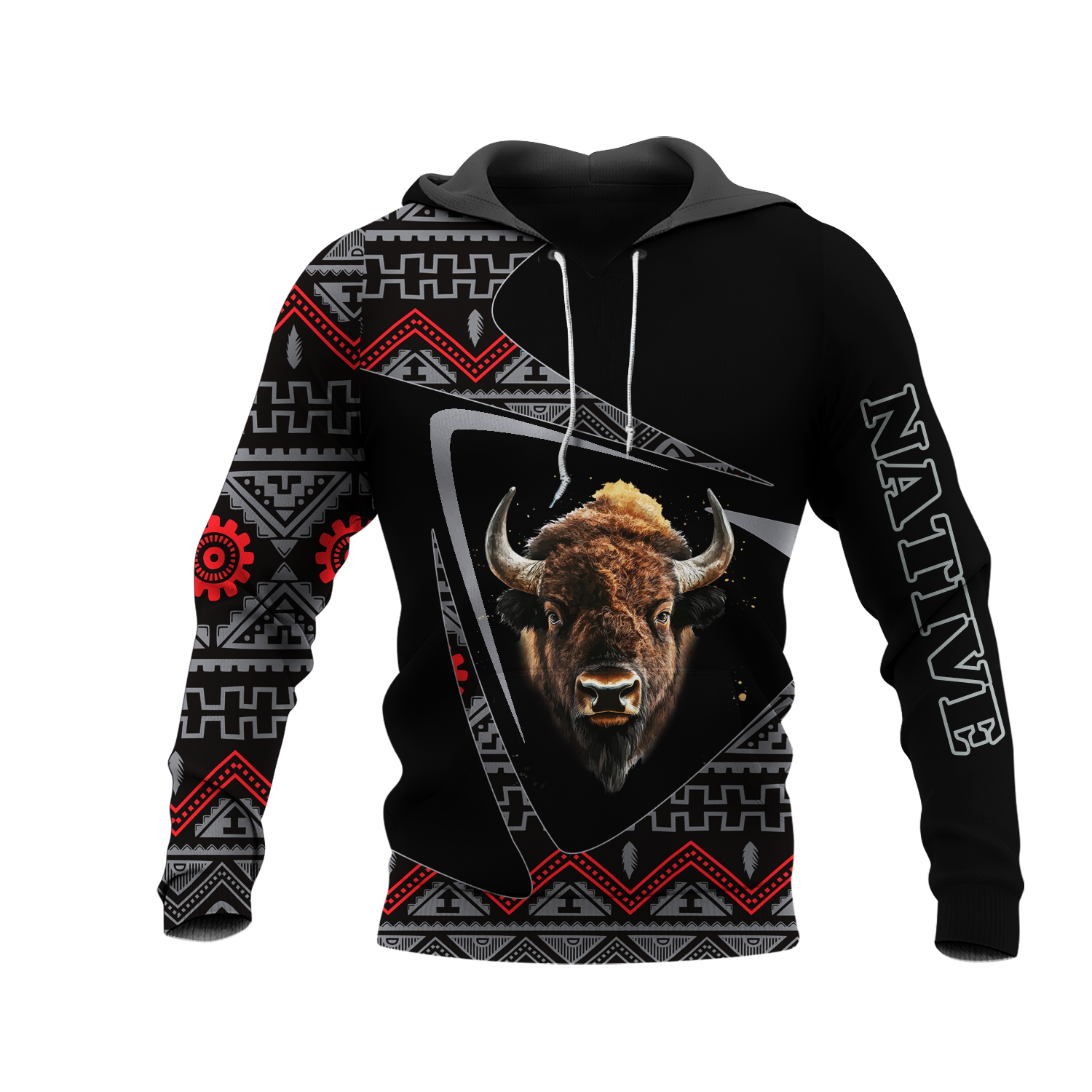 HD0013148 Bison Pattern Native American Pride 3D Hoodie