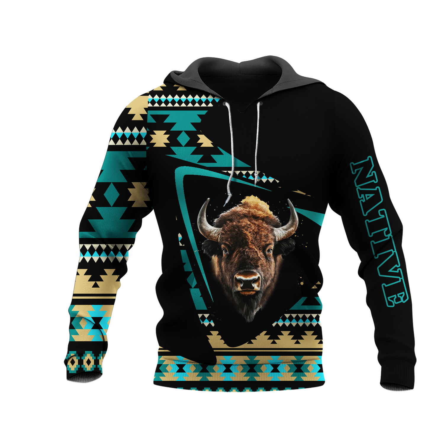 HD0013149 Bison Pattern Native American Pride 3D Hoodie