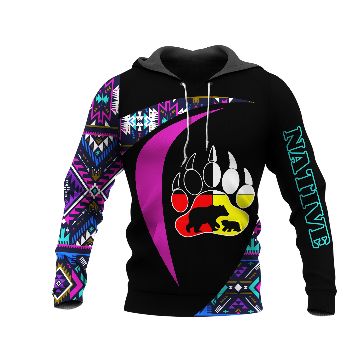 HD0013169 Foot Bear Pattern Native American Pride 3D Hoodie
