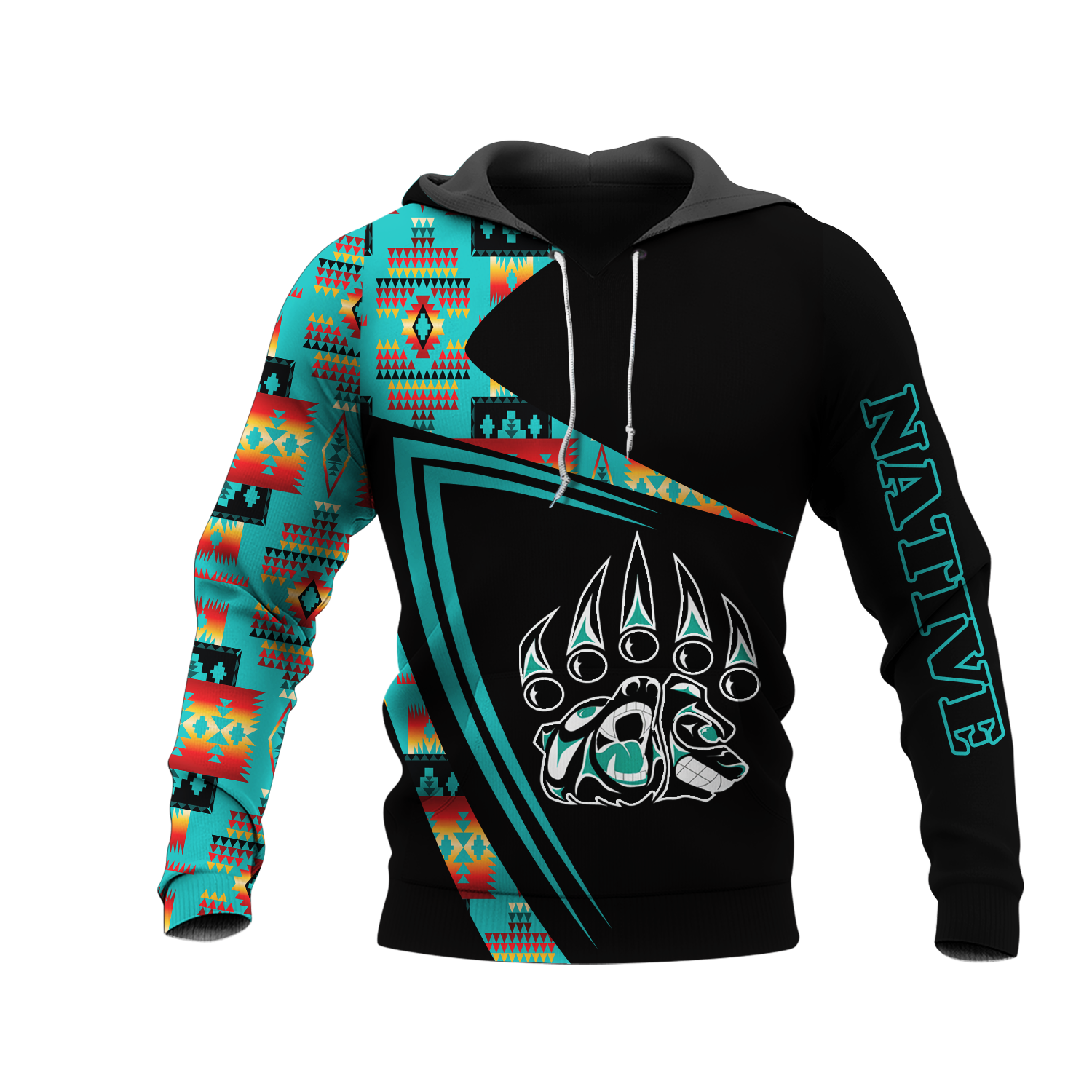 HD0013182 Bear Pattern Native American Pride 3D Hoodie
