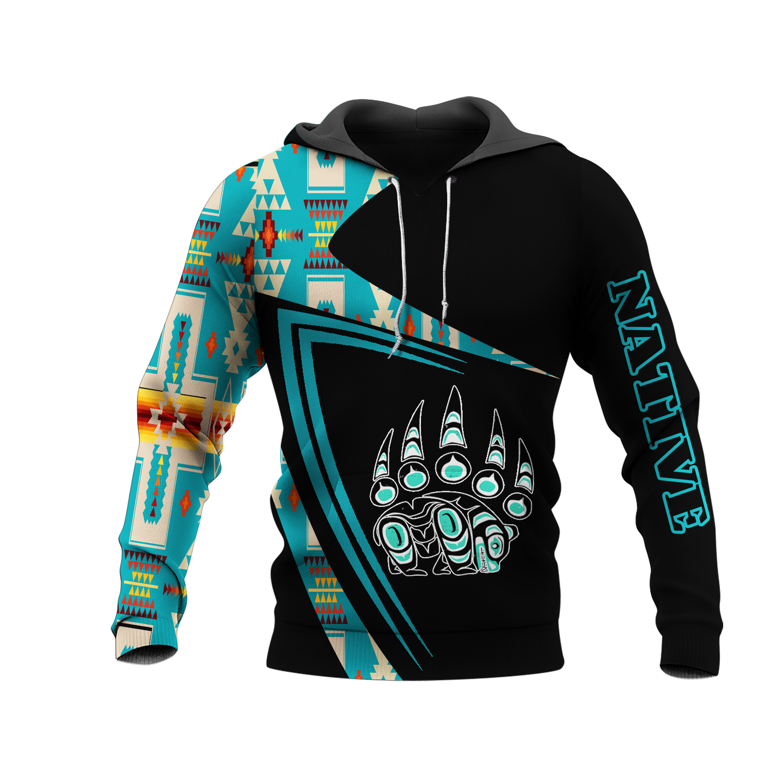 HD0013185 Bear Pattern Native American Pride 3D Hoodie