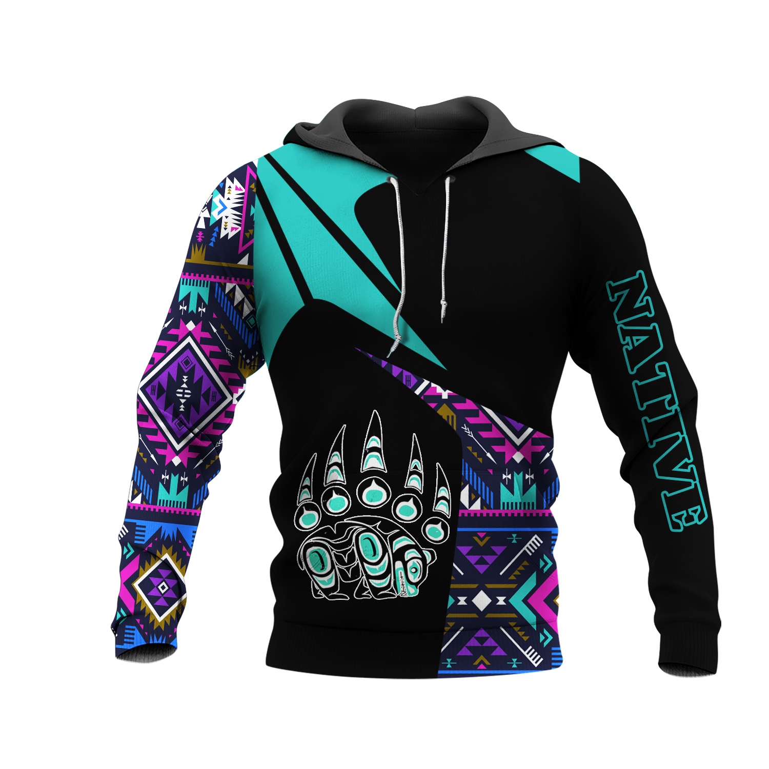 HD0013200 Bear Native American Pride 3D Hoodie