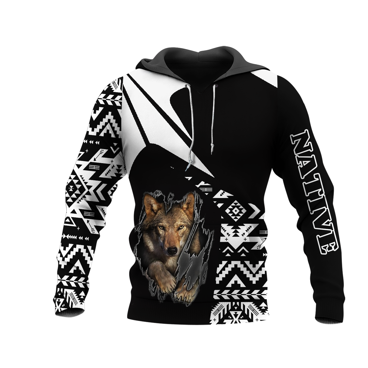 HD0013202 Wolf Native American Pride 3D Hoodie