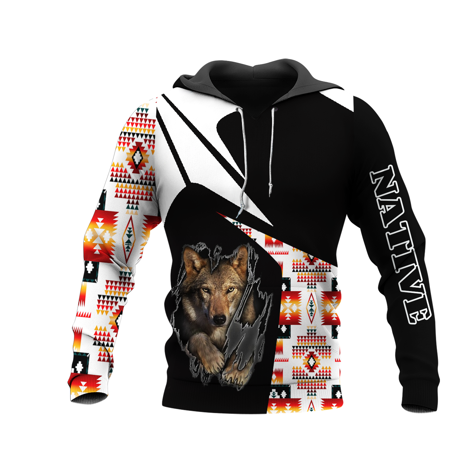 HD0013204 Wolf Native American Pride 3D Hoodie