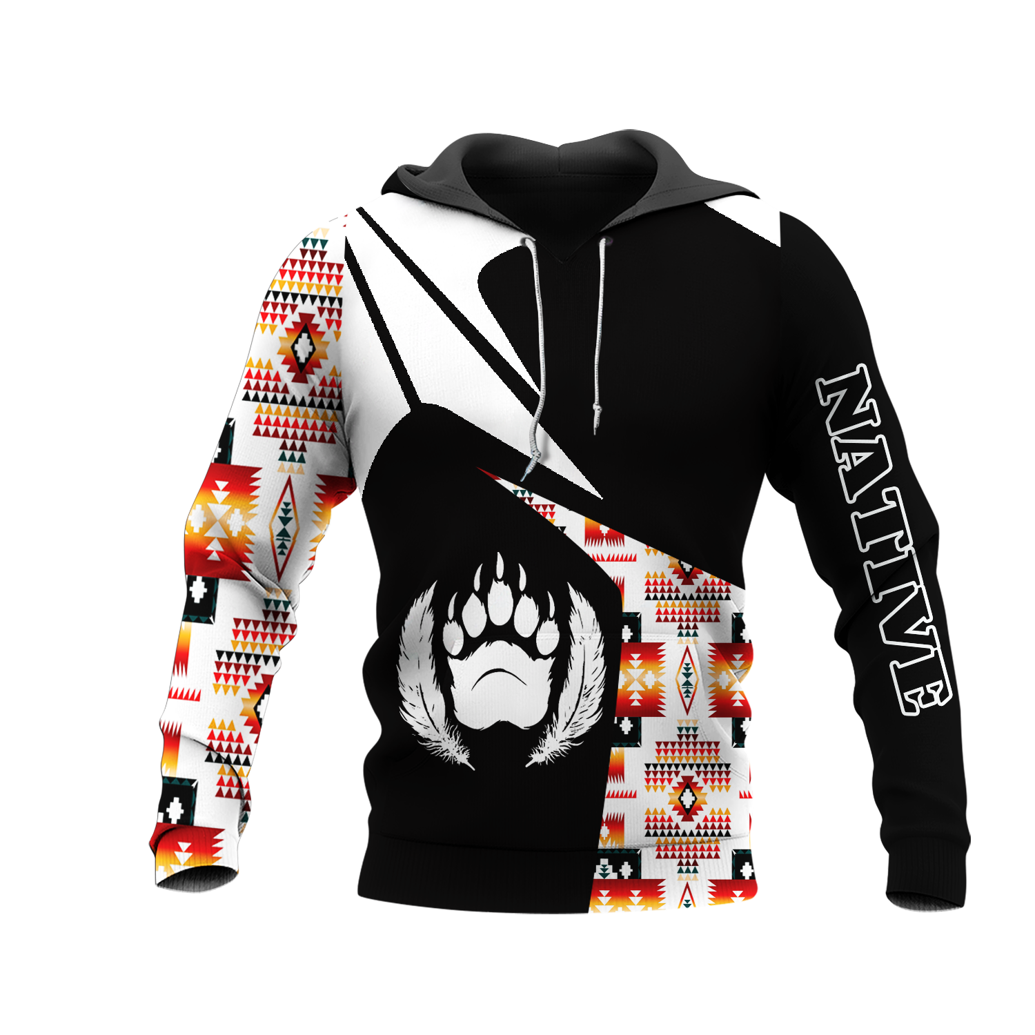 HD0013212 Feather Bear Native American Pride 3D Hoodie