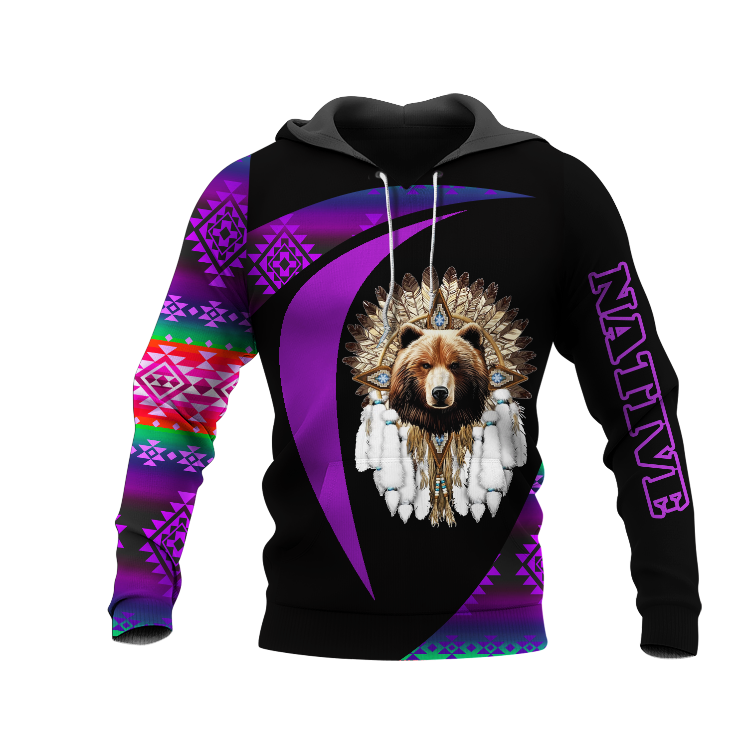 HD0013246 Bear Native American Pride 3D Hoodie