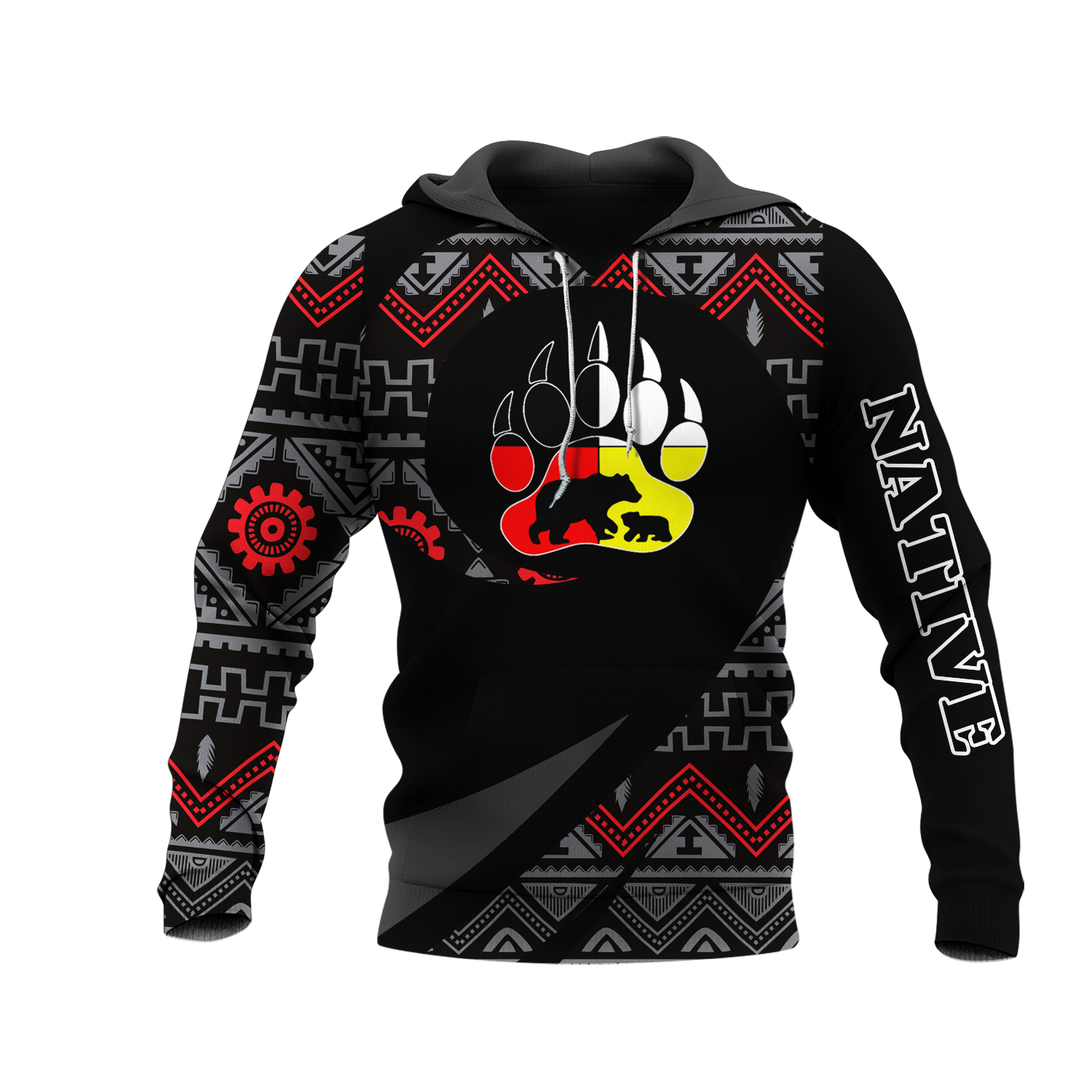 HD0013266 Bear Native American Pride 3D Hoodie