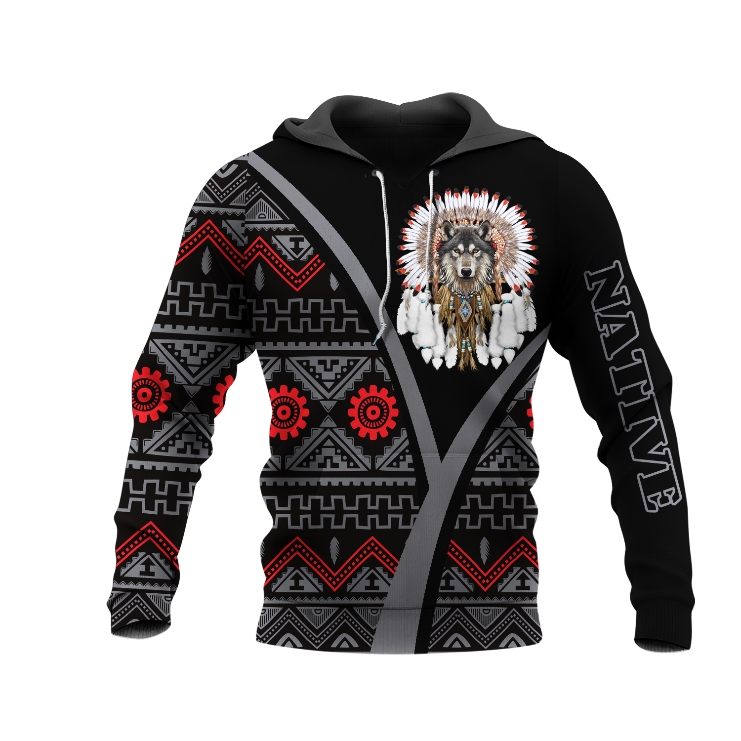 HD0013296 Wolf Symbol Native American Pride 3D Hoodie