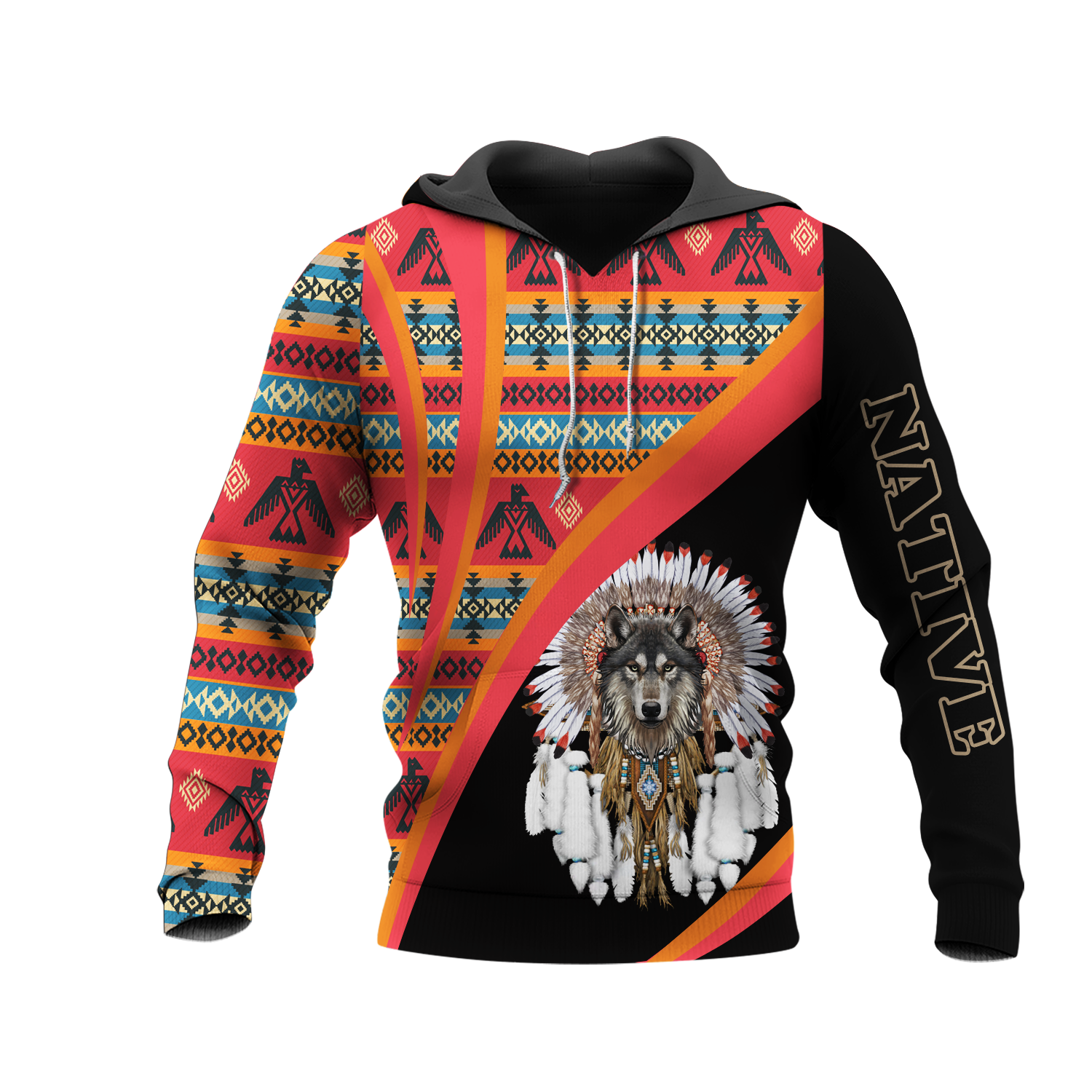 HD0013313 Wolf Native American Pride 3D Hoodie