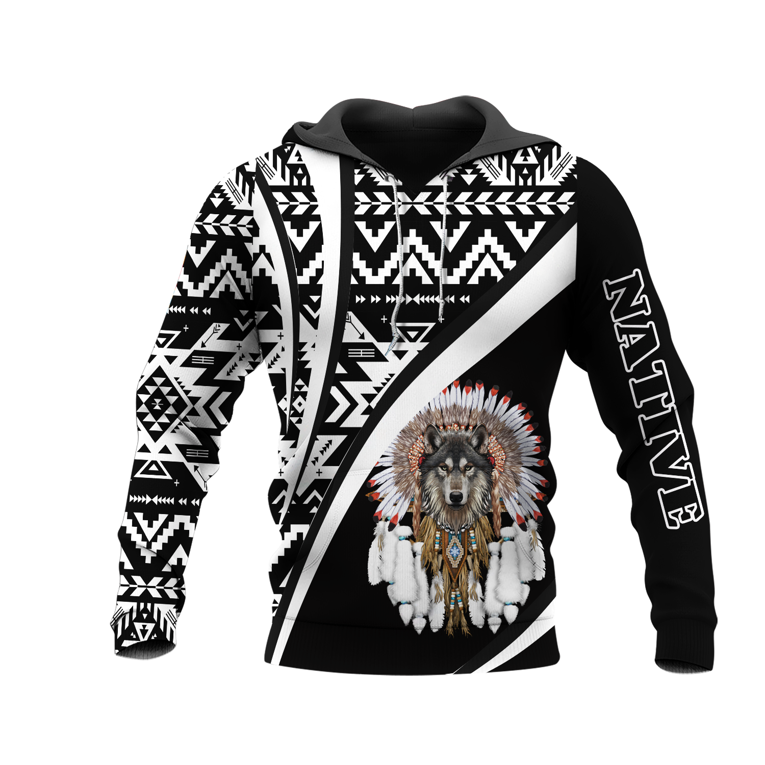 HD0013314 Wolf Native American Pride 3D Hoodie