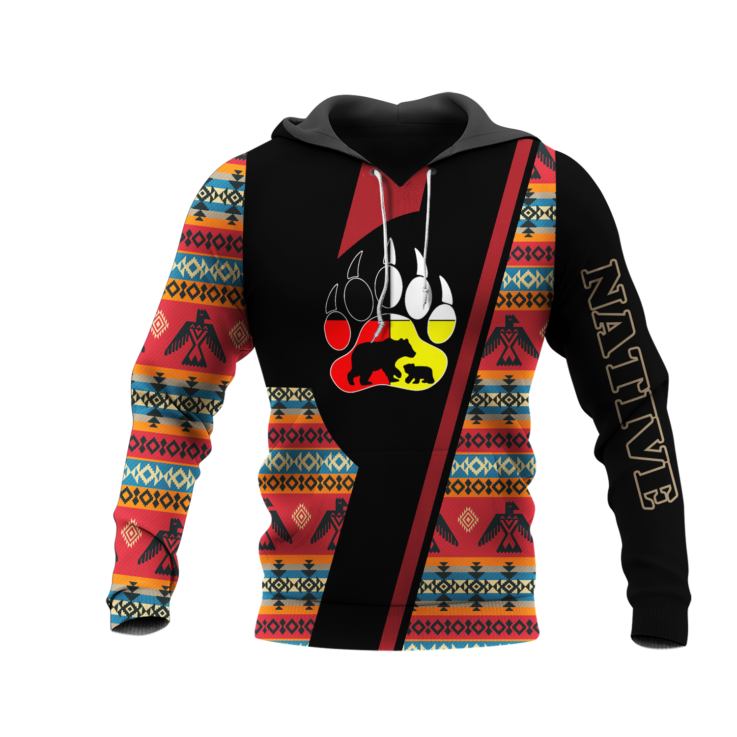 HD0013325 Bear Native American Pride 3D Hoodie