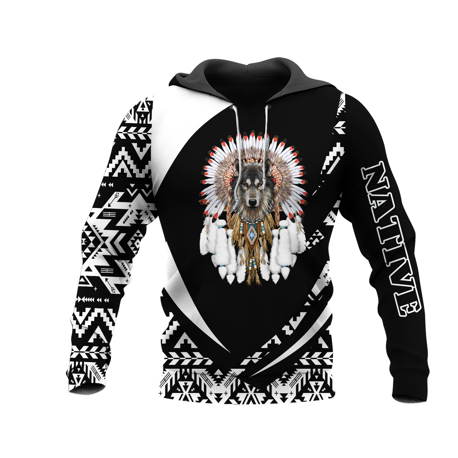 HD0013359 Wolf Native American Pride 3D Hoodie